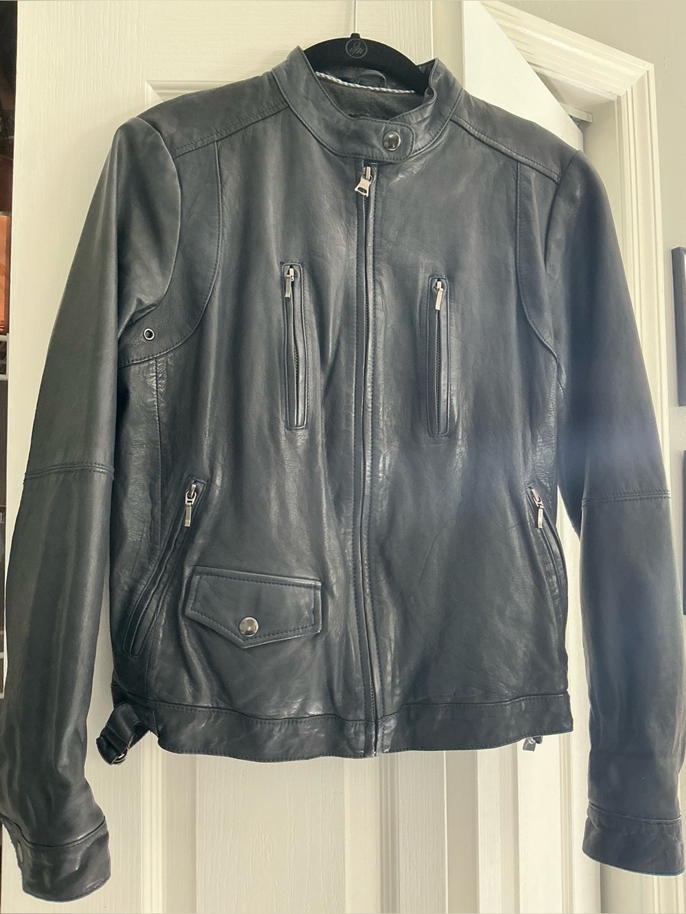 Banana Republic Navy Leather Moto Jacket
